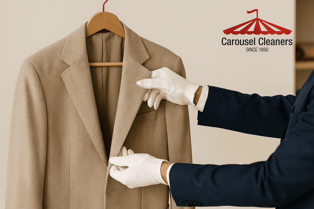 Couture garment being gently cleaned by expert in Vancouver